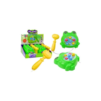 Lean Toys Mini Game Wac A Mole Frog Hammer On A String, žalias