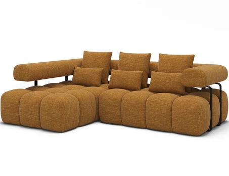 Kampinė sofa Levvi, geltona, 184 x 260 cm x 102 cm