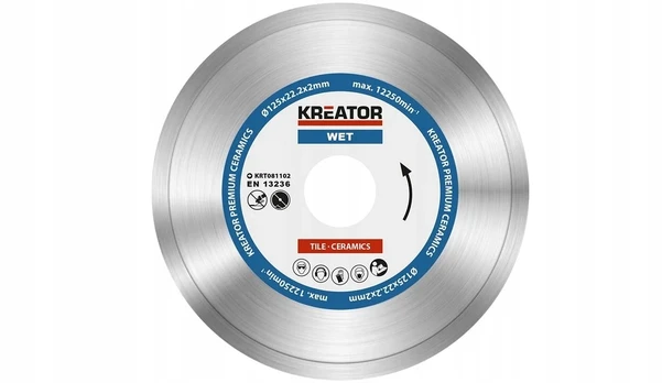 Deimantinis diskas gresui, plytelėms, keramikai pjauti 125 mm Kreator