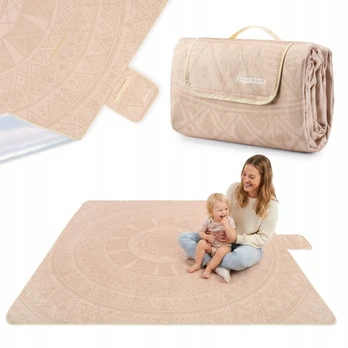 Paplūdimio ir iškylų antklodė HYP85 BOHO MAT, 200 × 200 cm, smėlio spalvos
