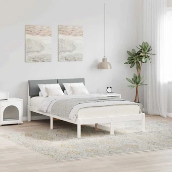 Lovos rėmas Balta ir šviesiai pilka 120 x 200 cm Pušies masyvas