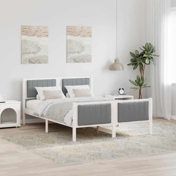 Lovos rėmas Balta ir šviesiai pilka 140 x 190 cm Pušies masyvas