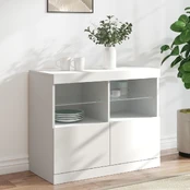 Šoninė spintelė su LED lemputėmis, baltos spalvos, 81x37x67cm kaina