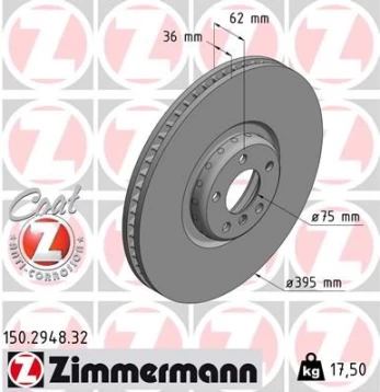 Stabdžių diskas ZIMMERMANN 150.2948.32