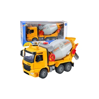 Lean Toys Construction Truck Concrete Mixer Rotating Drum Lights Sounds