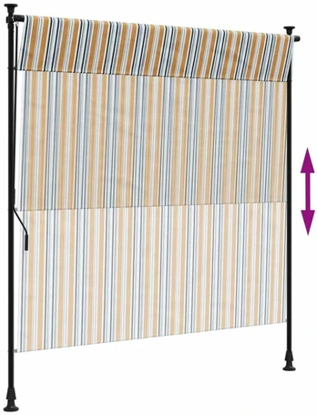 Lauko roletas, geltonas/baltas, 200x270cm, audinys ir plienas