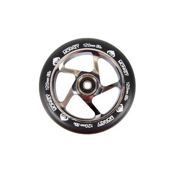 Triukinio paspirtuko ratukas Monkey 5-spoke black on chrome 120mm