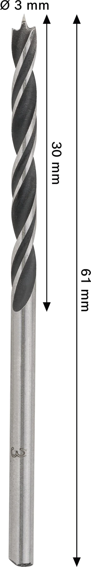 Grąžtas medienai BOSCH PRO, 3 mm x 61 mm