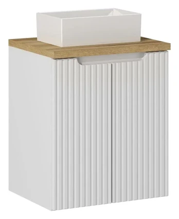 Pakabinama vonios spintelė su stalviršiu ir praustuvu Nova White, 50 cm, balta