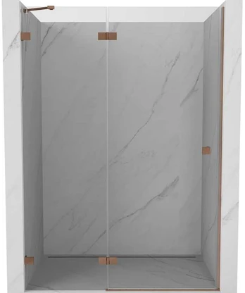 Dušo durys Mexen Lunar, kairinės, 135 cm, transparent/brushed copper