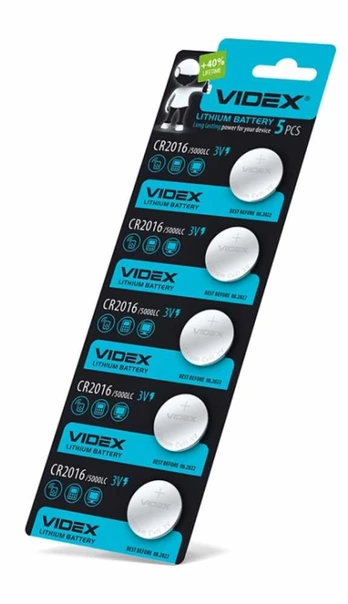 Baterijos VIDEX CR2016 3V Lithium 80mAh (15 vnt.)