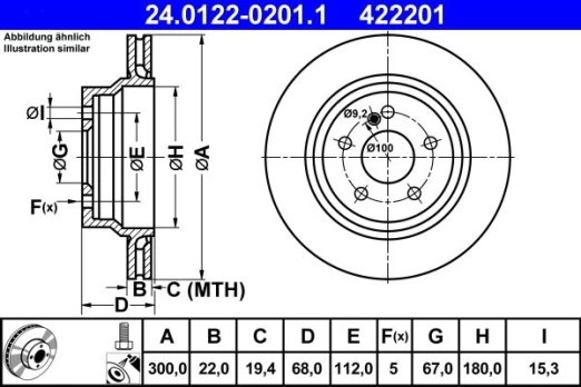 ATE 24.0122-0201.1 Brake Disc