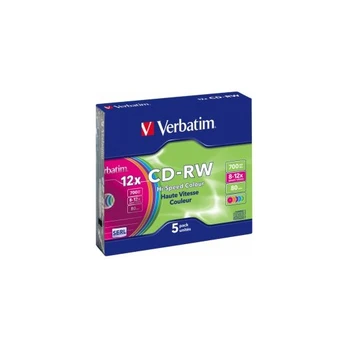 Diskas CD-RW Verbatim [ slim jewel case 5 | 700MB | 12x | Spalva ]