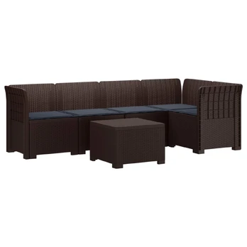 5-vietė sodo sofa su pagalvėlėmis Rataninio išvaizdos PP Ruda