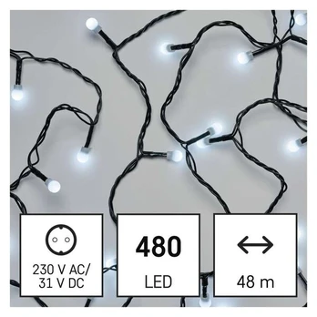 Baltos spalvos LED girlianda, 48 m