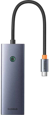 Hub 5in1 Baseus UltraJoy 5-Port (3xUSB3.0+RJ45+PD) pilka