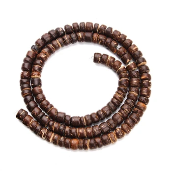 Mediniai karoliukai, 5 mm, Tamsiai ruda, 3vnt