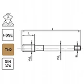 Sriegiklis M16X1 DIN-374B (6H) HSSE TIN 800X