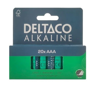 AAA šarminės baterijos DELTACO, 20 vnt. pakuotė / LR03-20B / 1903324