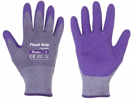 Sodo ir darbo pirštinės Bradas FLASH GRIP LAVENDER, 8 dydis, 6 vnt.