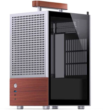 Jonsbo T6 PC Gehäuse, Mini-Tower, Mini-ITX, Tempered Glass, Holz - sidabrinis