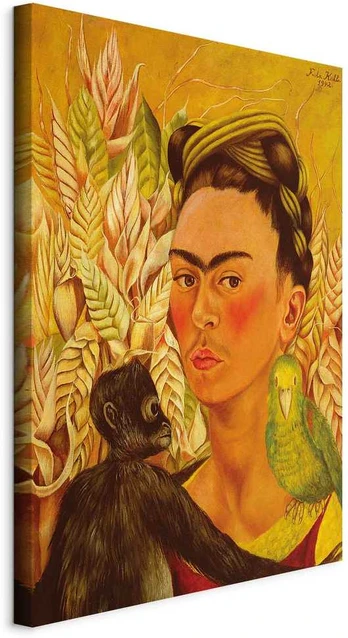 Artgeist Paveikslas - Frida Kahlo – Self-Portrait with Monkey and Parrot