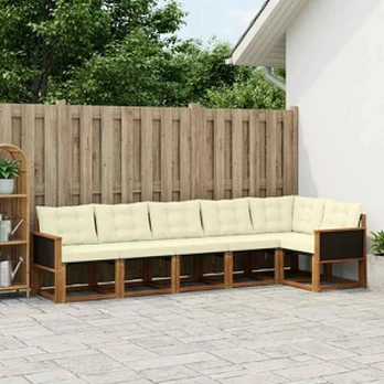 Lauko sofos komplektas su pagalve 6 pcs Natūralus ir grietinėlė