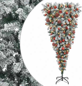 Apverstas dirbtinis Kalėdų eglutė su šakomis 180 cm 300 LED