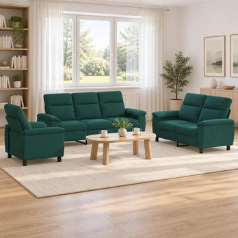 Sofa Sofos komplektas 3 vnt. Tamsiai žalia Audinys