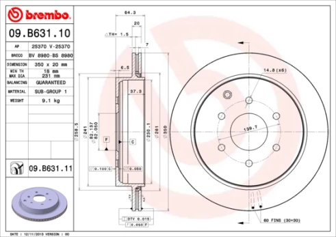 BREMBO 09.B631.11 Brake Disc