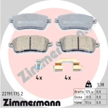 Stabdžių trinkelių rinkinys, diskinis stabdys ZIMMERMANN 22191.175.2