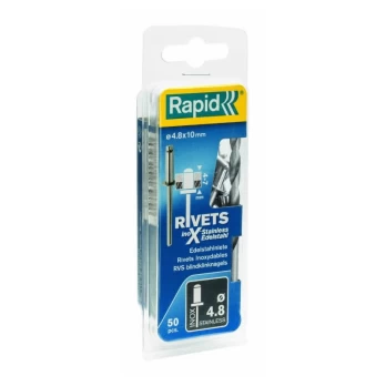 Nerūdijančio plieno kniedės 4,8x10mm 50vnt + Drill C, Rapid