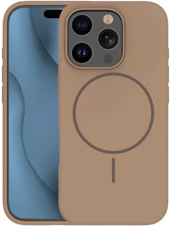 Dėklas Telforceone Silicone Thin Mag case for iPhone 15 Pro 6,1' ruda