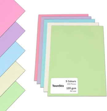 Spalvotas A4 popierius, 120 g/m², 100 lapų, 5 spalvos