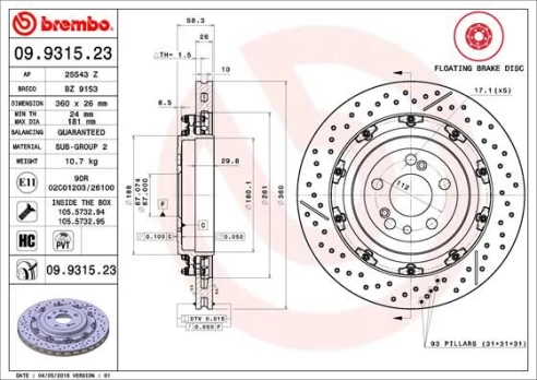 Stabdžių diskas BREMBO 09.9315.23