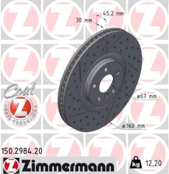Stabdžių diskas ZIMMERMANN 150.2984.20