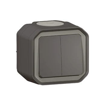PLEXO 2 GANG 2-WAY SWITCH OR 2 GANG PUSH BUTTON - ANTHRACITE - SURFACE
