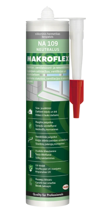 Neutralus silikoninis hermetikas MAKROFLEX NA 109, bespalvis, 300 ml