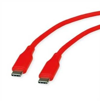 ROLINE USB 2.0 kabelis, C-C, M/M, 60W, silikoninis, raudonas, 1 m