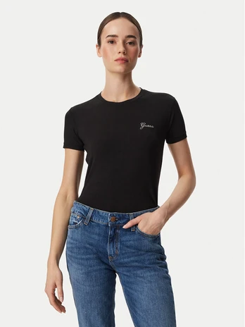 Guess Marškinėliai W6YI12 K3751 Juoda Regular Fit