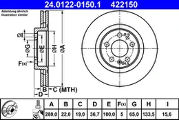 ATE 24.0122-0150.1 Brake Disc kaina
