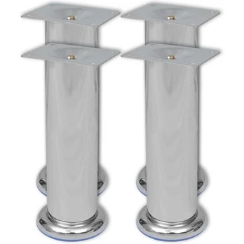 4 Apvalios Sofos Kojelės, Chromuotos, 180 mm