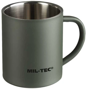Termosinis metalinis Mil-tec puodelis 450ml žalios spalvos