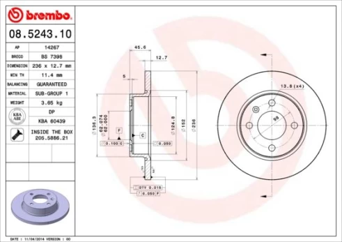 Stabdžių diskas BREMBO 08.5243.10