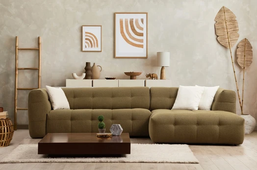 Kampinė sofa, Hanah Home, Cady, chaki, 100 x 72 x 300