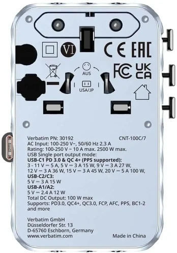 Travel adapter 30192 100W