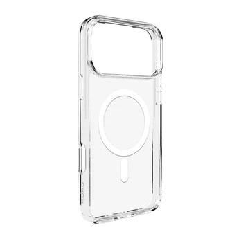 Dėklas Puro Lite Mag TPU+PC Case Compatible with MagSafe for iPhone 17 Pro Max - Transparent with Baltas Ring
