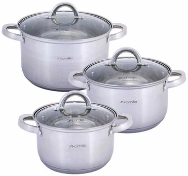 Puodų rinkinys 6d, (2,5l+3,8l+6,5l), nerūdijantis plienas