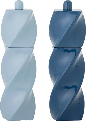 Bloomingville - Riley Salt & Pepper Mill - Blue - Rubberwood