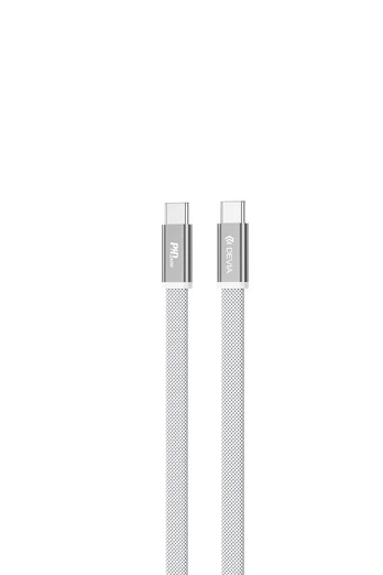 Devia Ultra3 usb-c PD 240W Metal Woven Flat Fast Charging Cable 1,5 m baltas